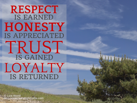 Respect is earned honesty is appreciated quote on a blue sky